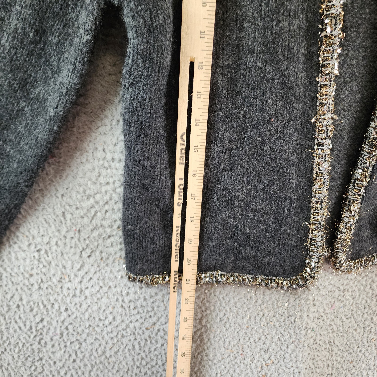 Rag & Bone Davies Wool Blend Cardigan Women's S Charcoal Contrast Trim L/S - Picture 9 of 14
