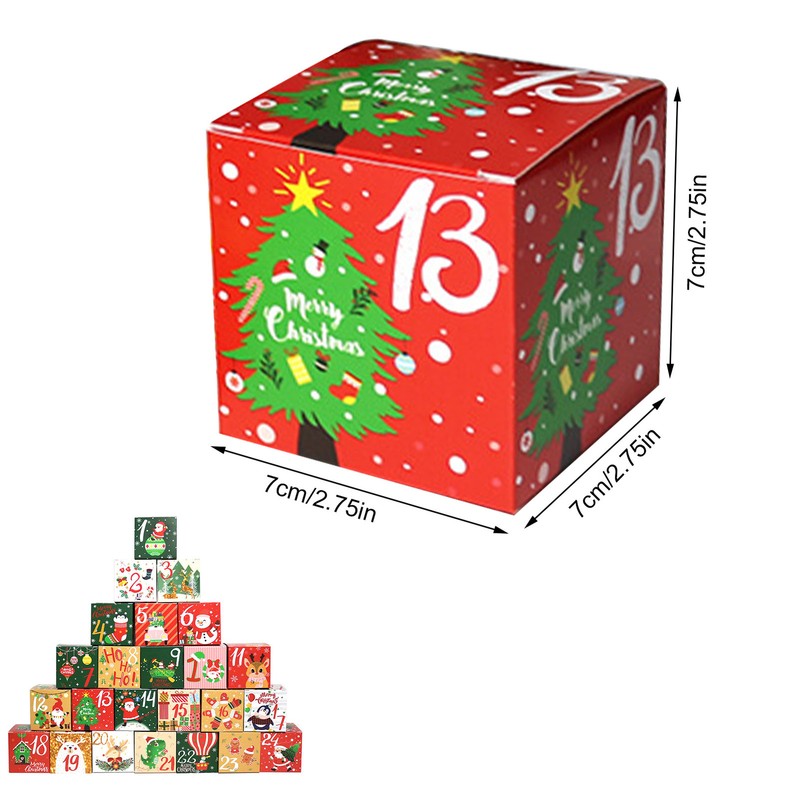 24Pcs Christmas Advent Calendar Box Christmas Decoration Countdown Gift Boxes