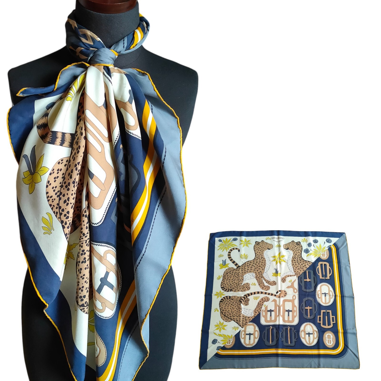HERMES カレウォッシュ90 LES LEOPARDS MODERNES les-leopards