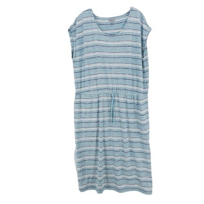 T BY TALBOTS Tie Waist Midi Dress Striped Side Slits Rayon Blend EUC Size 2X