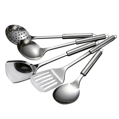 5pcs Kitchen Utensil Set, Stainless Steel Cookware Set, Heat Resistant Kitche...