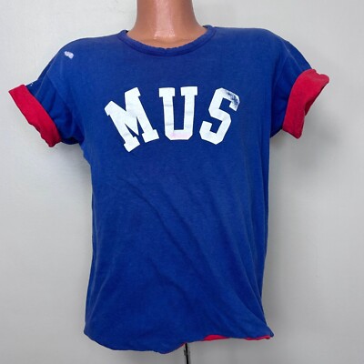 Vtg 1980s MUS Blue Red Reversible T-Shirt 80s Champion Memphis University School