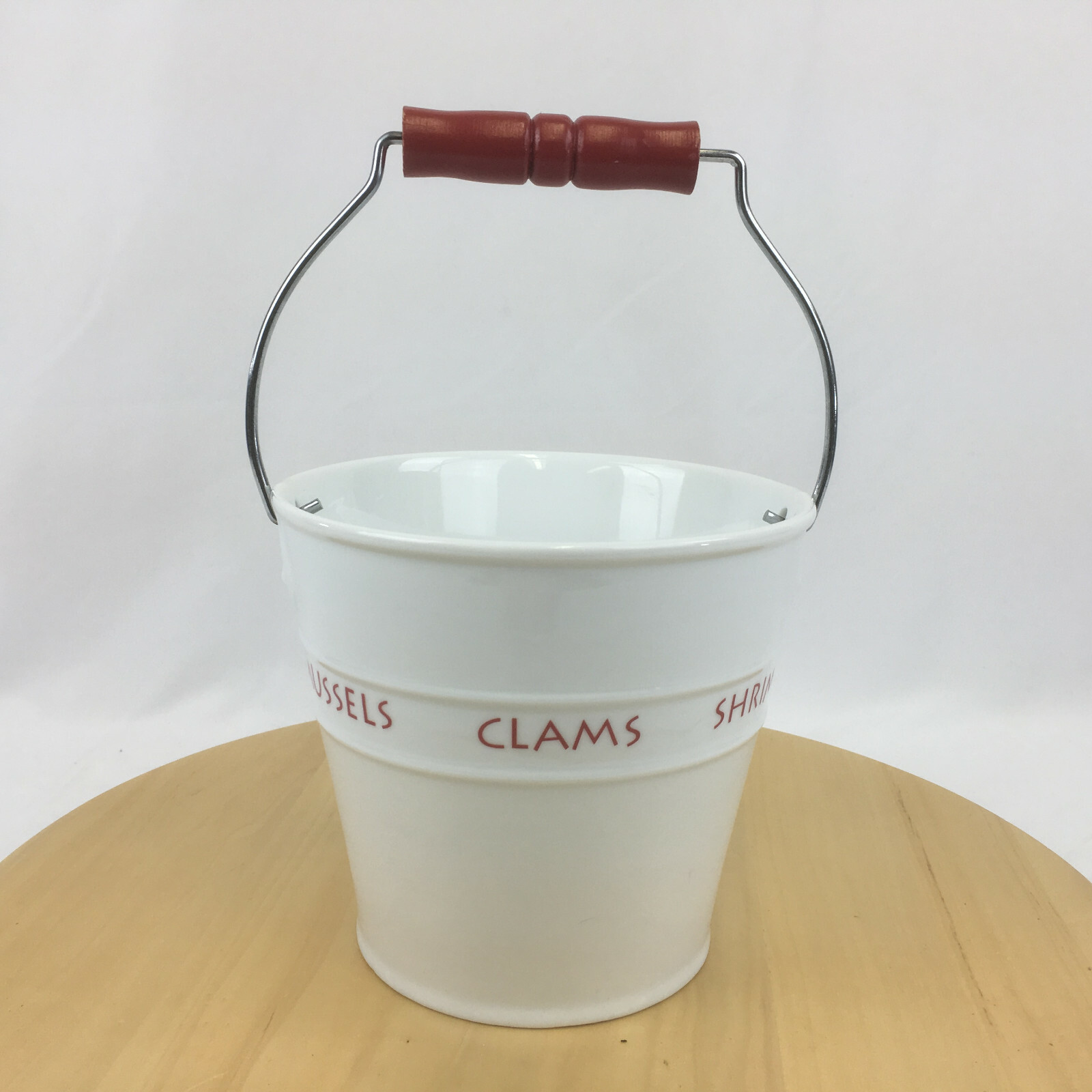 Crate & Barrel Seafood Bucket Handled Serving Pail 2004 #395-102 clams shrimp