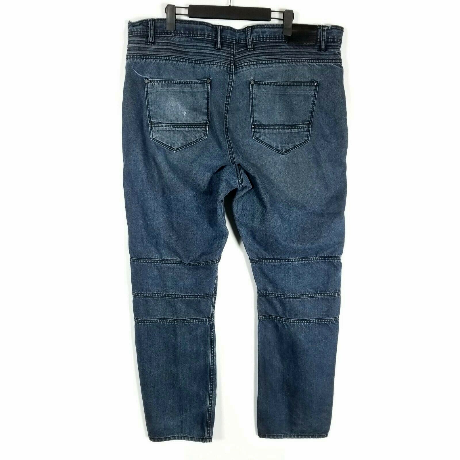 Skinny Moto Jeans Mens 42x32 Distressed 