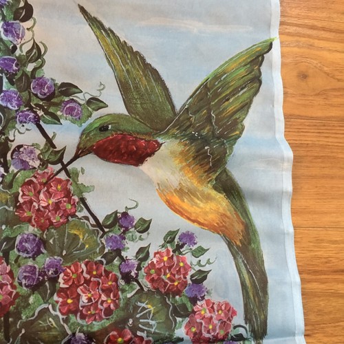 Humming Bird & Flower Garden Holiday Hand painted Touch Impressions NCE Flag