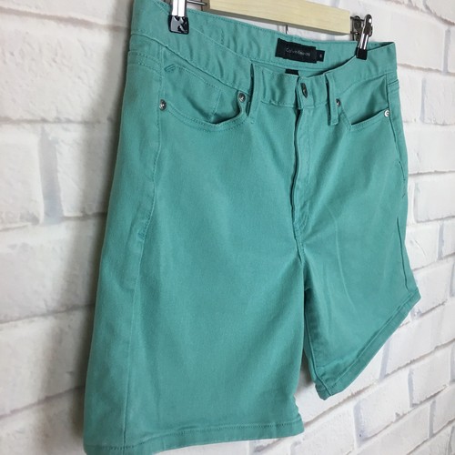 Calvin Klein Jeans Women's Turquoise Blue Flat Front Denim Cotton Shorts Size 10