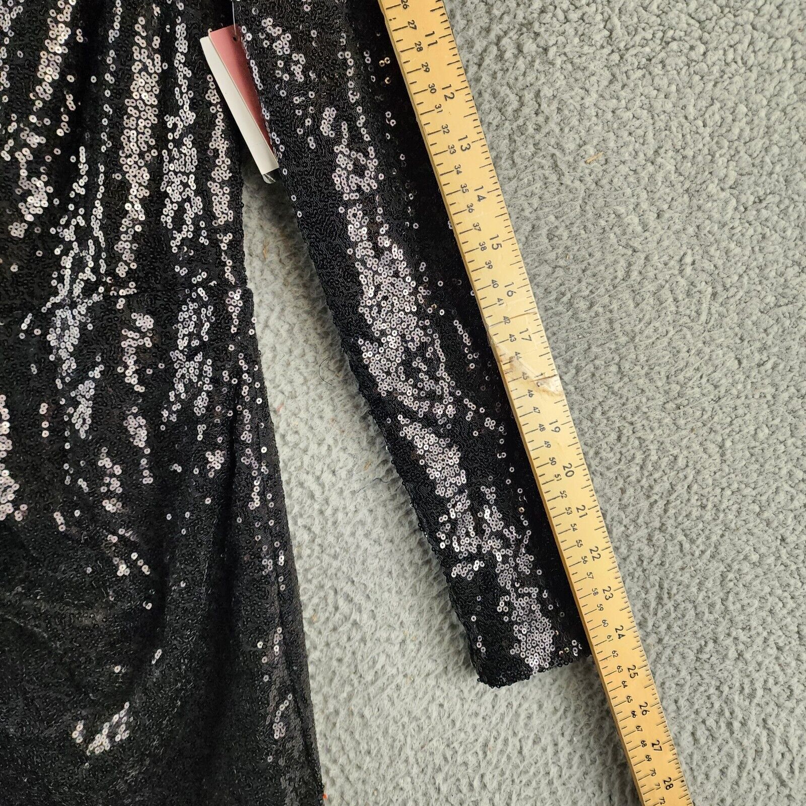 AQUA One Sleeve Sequin Gown Women's 2 Black Rosette Detail Back Zip Closure L/S - Picture 7 of 16