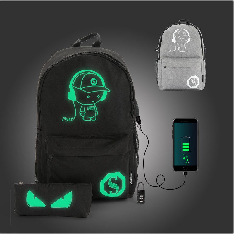 Rucksack Herren Sport USB Schulrucksack Freizeit Reise Wandern Arbeit Backpack