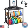 EnigmaSoul 3D Printer Stand with Filament Storage, Sturdy Wooden 3D Printer Table Holds 28 Spools and Accessories, 3D Printer Cart with Wheels for Workstation, Home Office, or Studio
