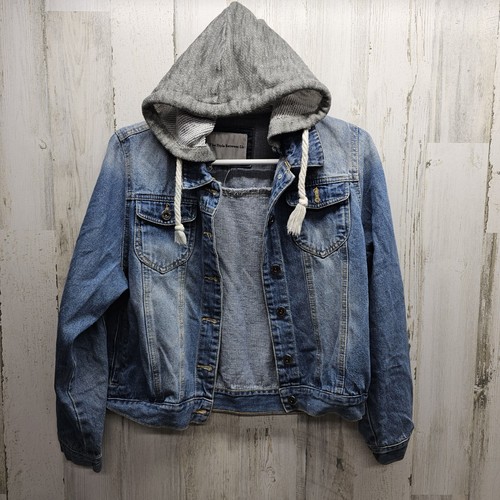 【YOURNUS】Older High Neck Hood Denim Jacket Wax Jeans Women's Juniors Hoodie Denim Jacket | eBay