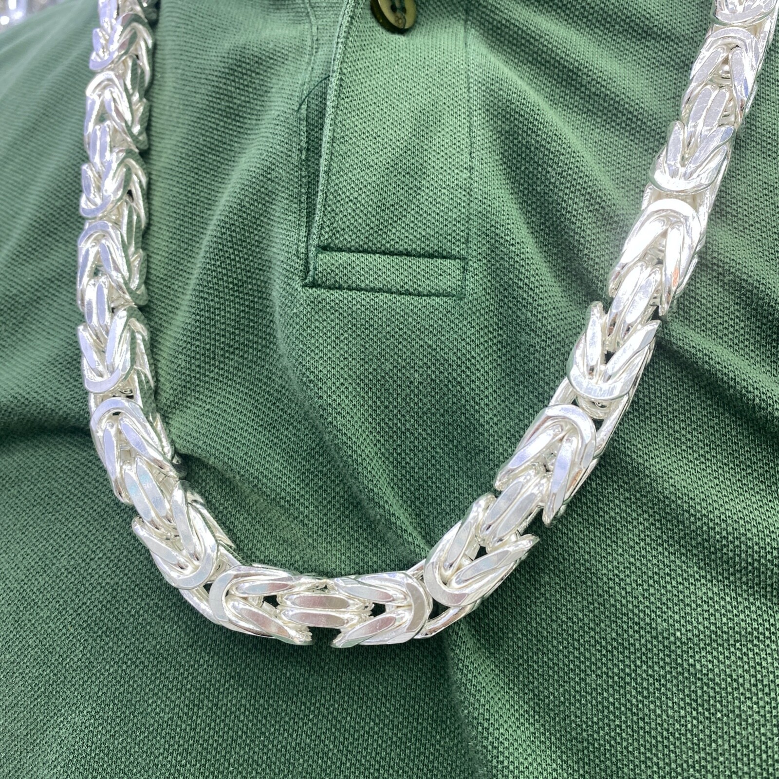 Pre-owned Handmade 12mm Byzantine Mens Silver Chain 925 Solid Sterling Silver 615gr 31.10"