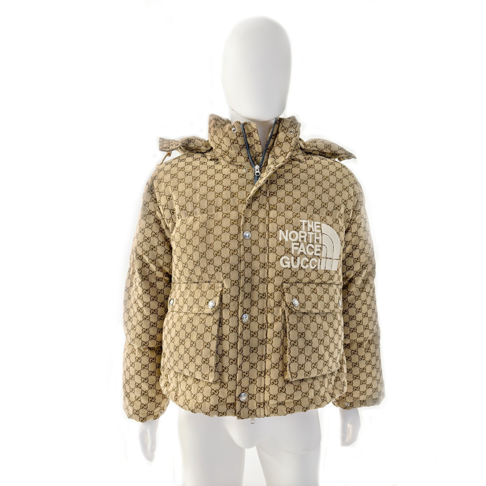 THE NORTH FACE x GUCCI ベージュ フード付きパーカー THE NORTH FACE X GUCCI GG MONOGRAM UNISEX WITER JACKET PRE