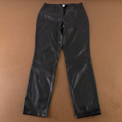 Venus Women's Size 8 Black Faux-Leather Mid Rise Size Zip Ankle Leggings New