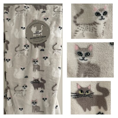 CATS Print Throw Blanket 50x70  Lili Chen Cat Creations Siamese Calico Tabby NEW
