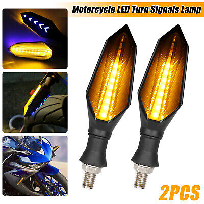 2X Motorcycle LED Turn Signals Indicator Flowing Lamp Amber Brake Running Lights