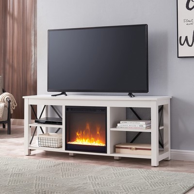 With Crystal Fireplace For Tv's Up To 65" In White, Tv S...
