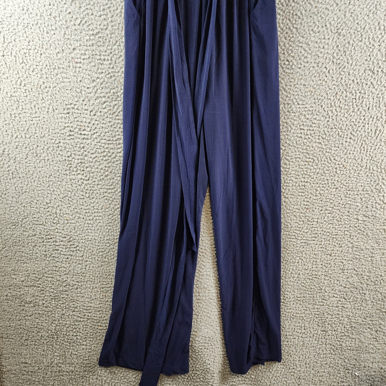 NY Collection Petite 3/4 Sleeve Belted Jumpsuit Women's PL Navy Blue Solid - Picture 16 of 18