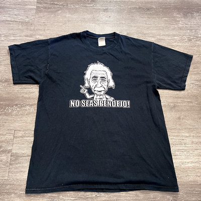 Vintage Albert Einstein Shirt Mens Large Black Grpahic Tee Back Print Adult