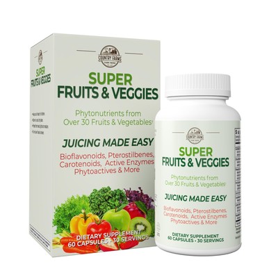 COUNTRY FARMS Super Fruits and Veggies Capsules Whole Food Supplement Powerfu...