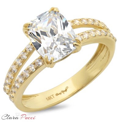 Pre-owned Pucci 3.50 Ct Cushion Cut Classic Simulated Engagement Promise Ring 14k Yellow Gold In White/colorless