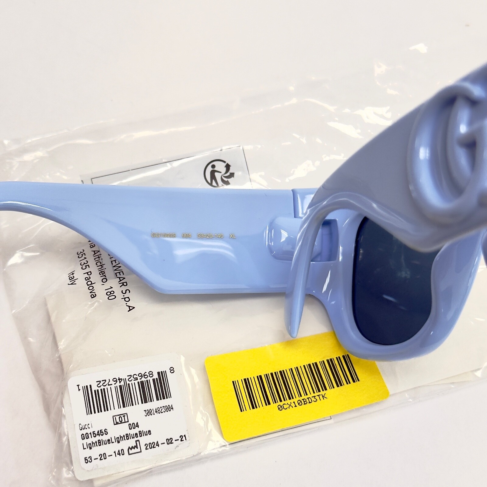 Pre-owned Gucci Lido 1545 Light Blue Oval Chunky Logo Gg1545s Sunglasses Summer Beach 004