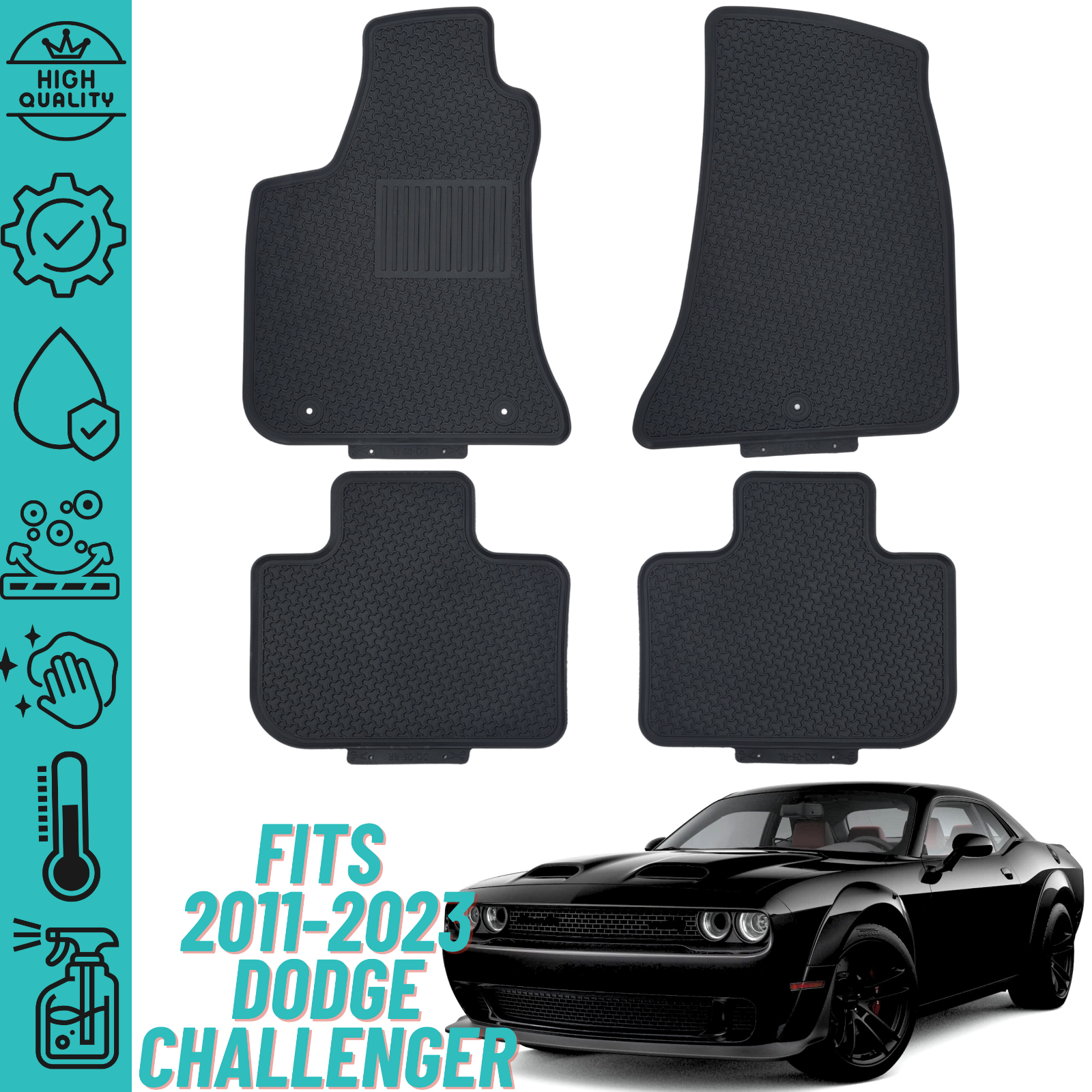 Floor Mats For Dodge Challenger 2011-2023 Heavy Duty All Weather