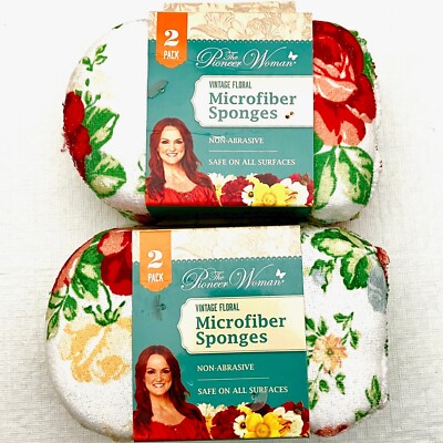 Pioneer Woman Microfiber Kitchen Sponges 2x2pk Vintage Floral Ree Drummond