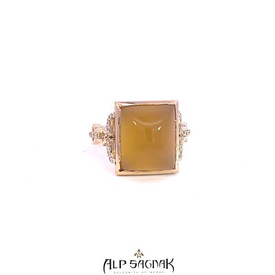 Alp Sagnak 18K Yellow Gold Ring Diamonds Sugar Cube