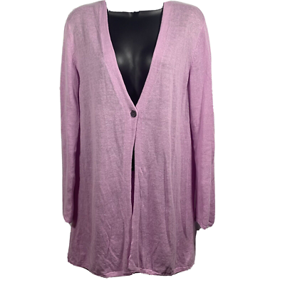 Pure Jill Womans Purple Open one button open back cardigan sweater Size Small
