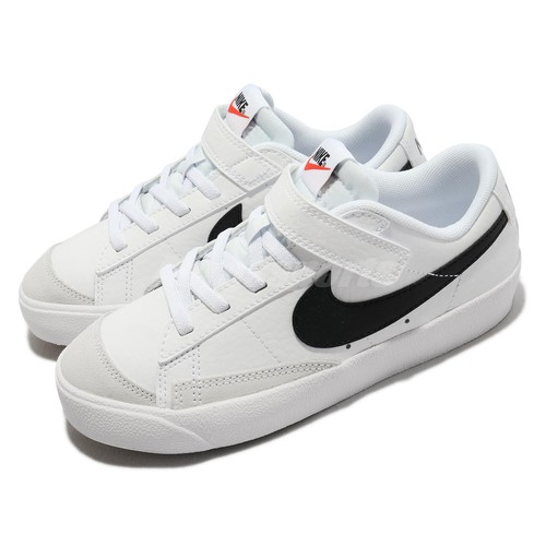 

Nike Blazer Low 77 PS Белый Черный ремешок Детская дошкольная повседневная обувь DA4075-101, Blazer Low 77 Ps