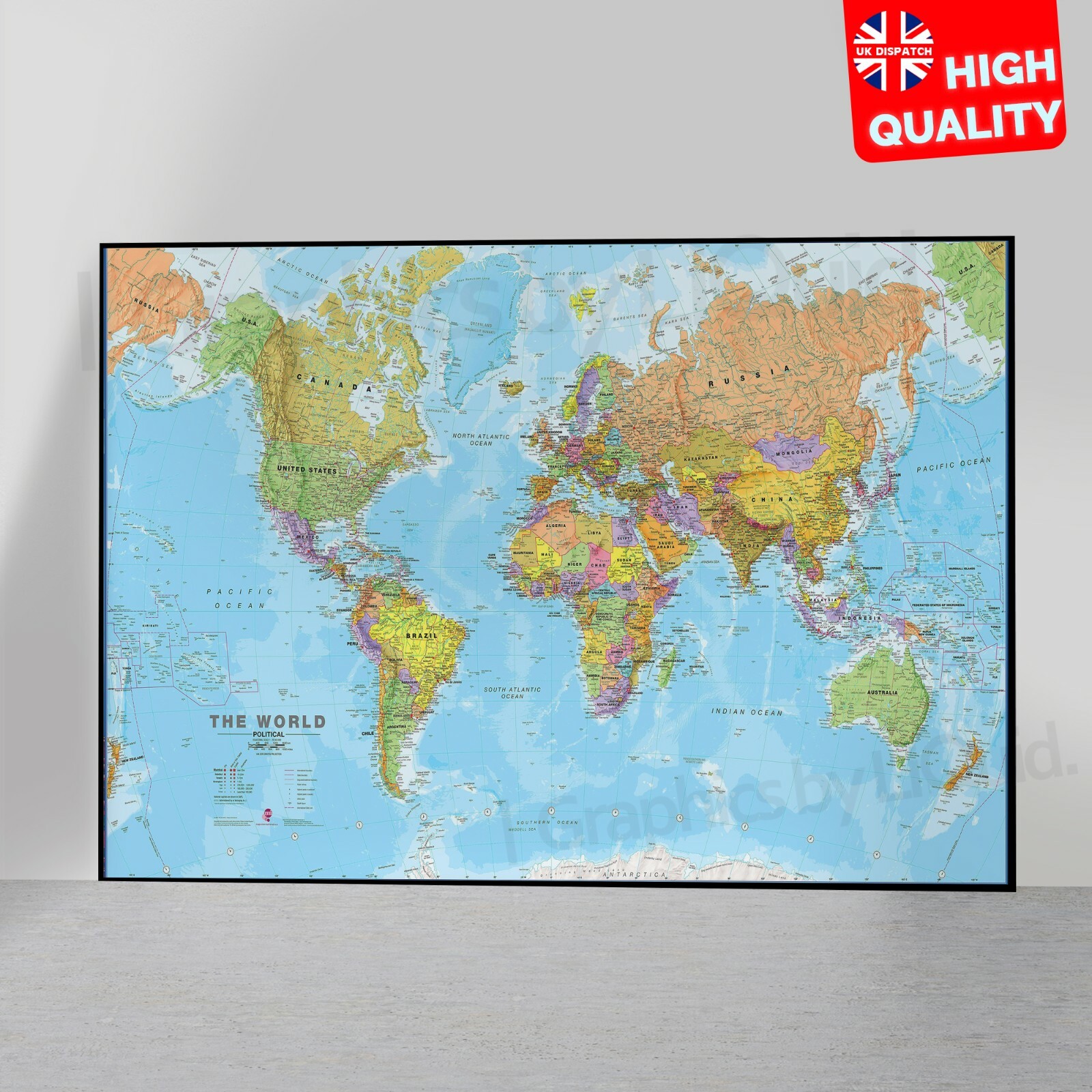 world map detailed educational poster art a5 a4 a3 a2 a1 ebay
