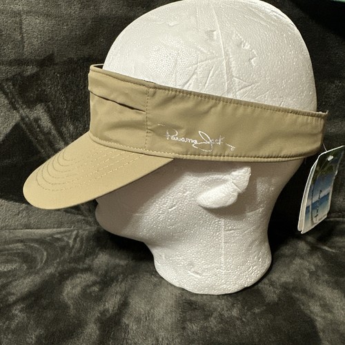 Panama Jack One Size Sun Visor Hat Tan Zip Pocket Adjustable