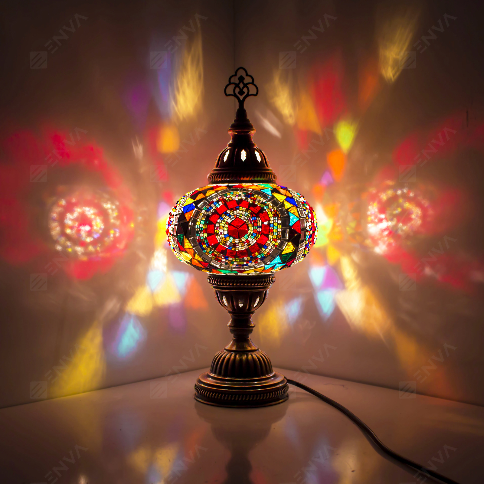 Turkish Moroccan Style Mosaic Multicolour Lamp Desk Table Light Lamp Large Globe