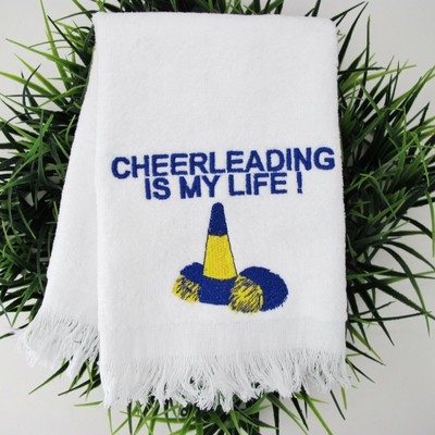 ''Cheerleading is my Life! Embroidered Hand Towel Blue & Gold 