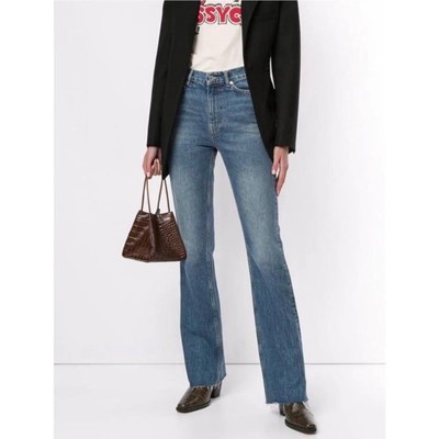 NWT Anine Bing Anya Trouser Boot Cut Jeans in Lagoon Wash Size 28