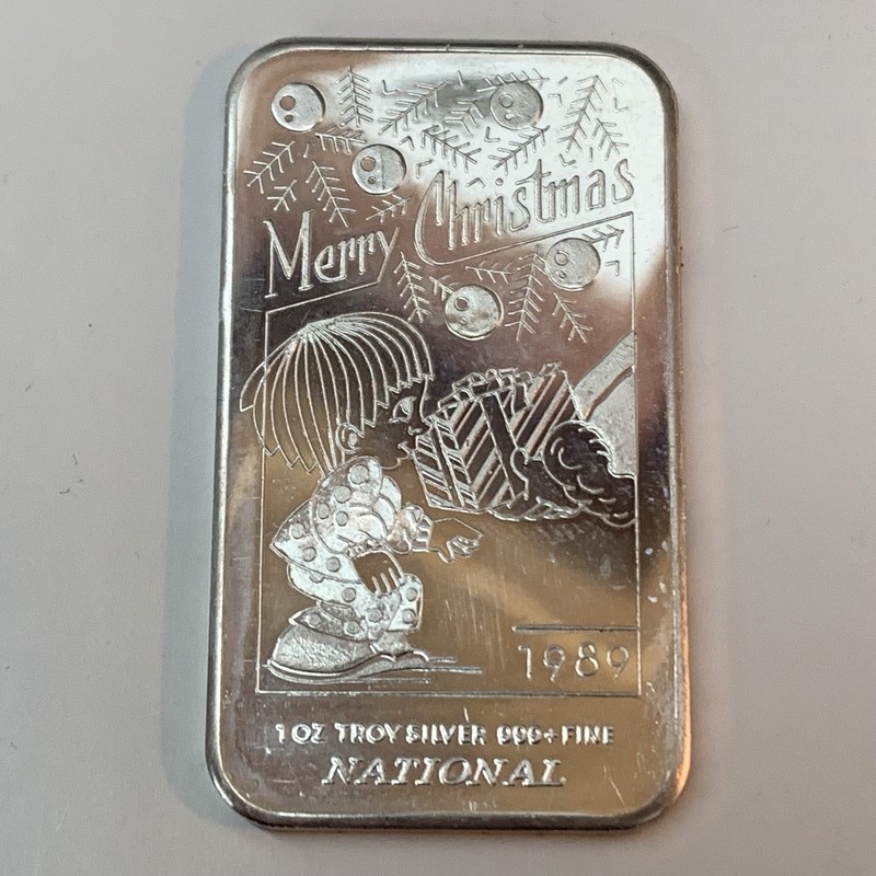 Merry Christmas 1989, National, 1 Troy oz .999 Silver Bar | eBay