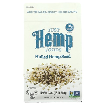 Just Hemp Foods Hulled Hemp Seeds 24 унции 680 г Все натуральные, без глютена, халяльные,