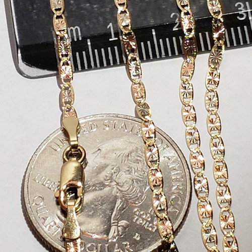 Pre-owned Rosegold 14k Yellow White Rose Gold 18 Inches Long Chain 2 Mm Wide Diamond Cut