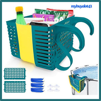 Poolside Storage Basket, Foldable Above Ground Pool Accessories Pool Storage Bas