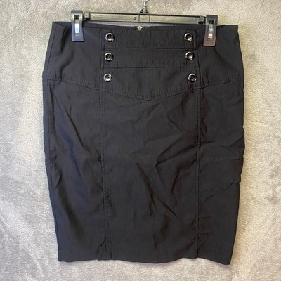 B-Wear Pencil Skirt Womens 11 Sailor Button High Waist Black Stretch EUC