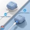 IMIVIO for Airpods 4 Case, Floral Engraved Case for Apple AirPods 4th Generation Cover 2024 Cute for Women Men, Soft Silicone Protective Accessories with Cleaner Kit, Keychain, Sky Blue