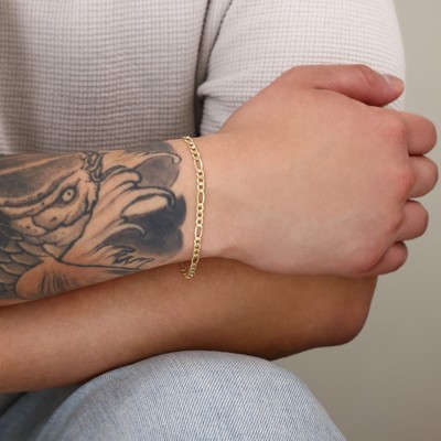 10K Yellow Gold 3.5mm Figaro Chain Bracelet or Anklet Mens Women 7" 8" 9"