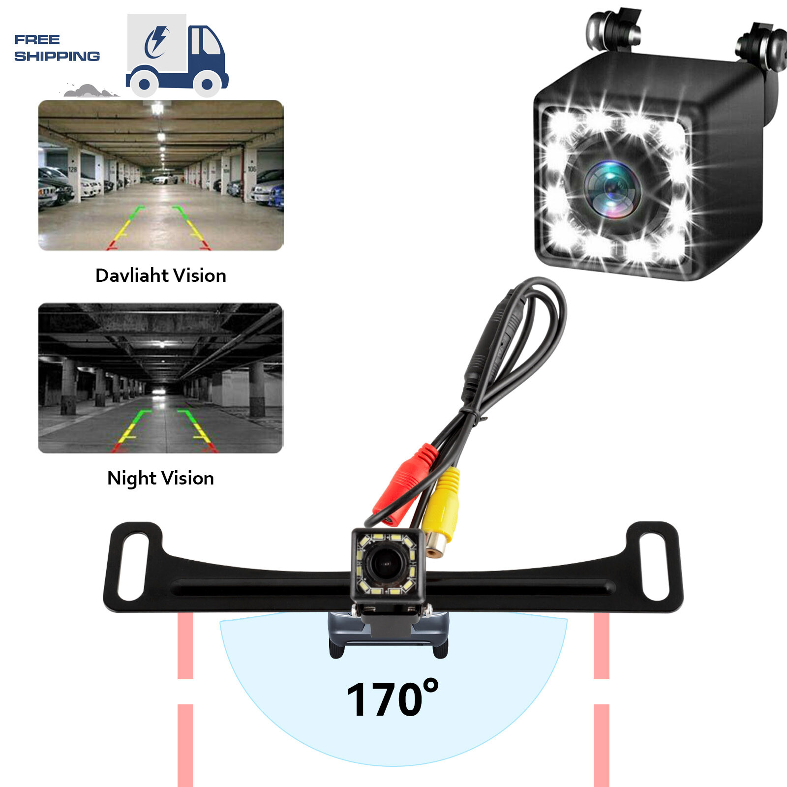 Wide 170&deg; Car Rearview Backup Camera License Plate Reverse For Pioneer Stereo