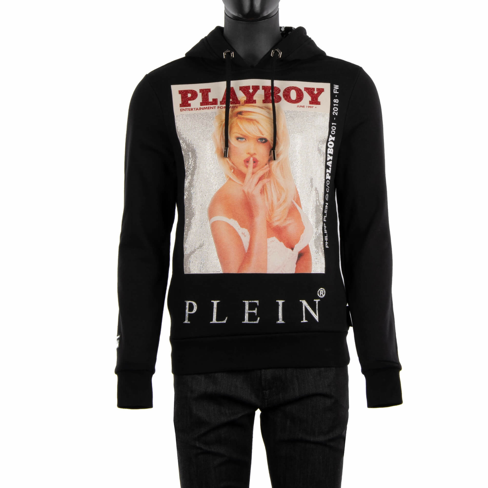 Толстовка с капюшоном PHILIPP PLEIN x PLAYBOY Victoria Silvstedt Crystals, черная 08358