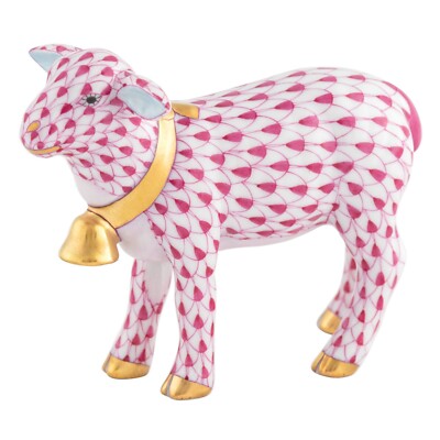 HEREND,  LAMB WITH BELL,  PINK FISHNET #VHP-16277, BRAND NEW,  MINT & BOX!