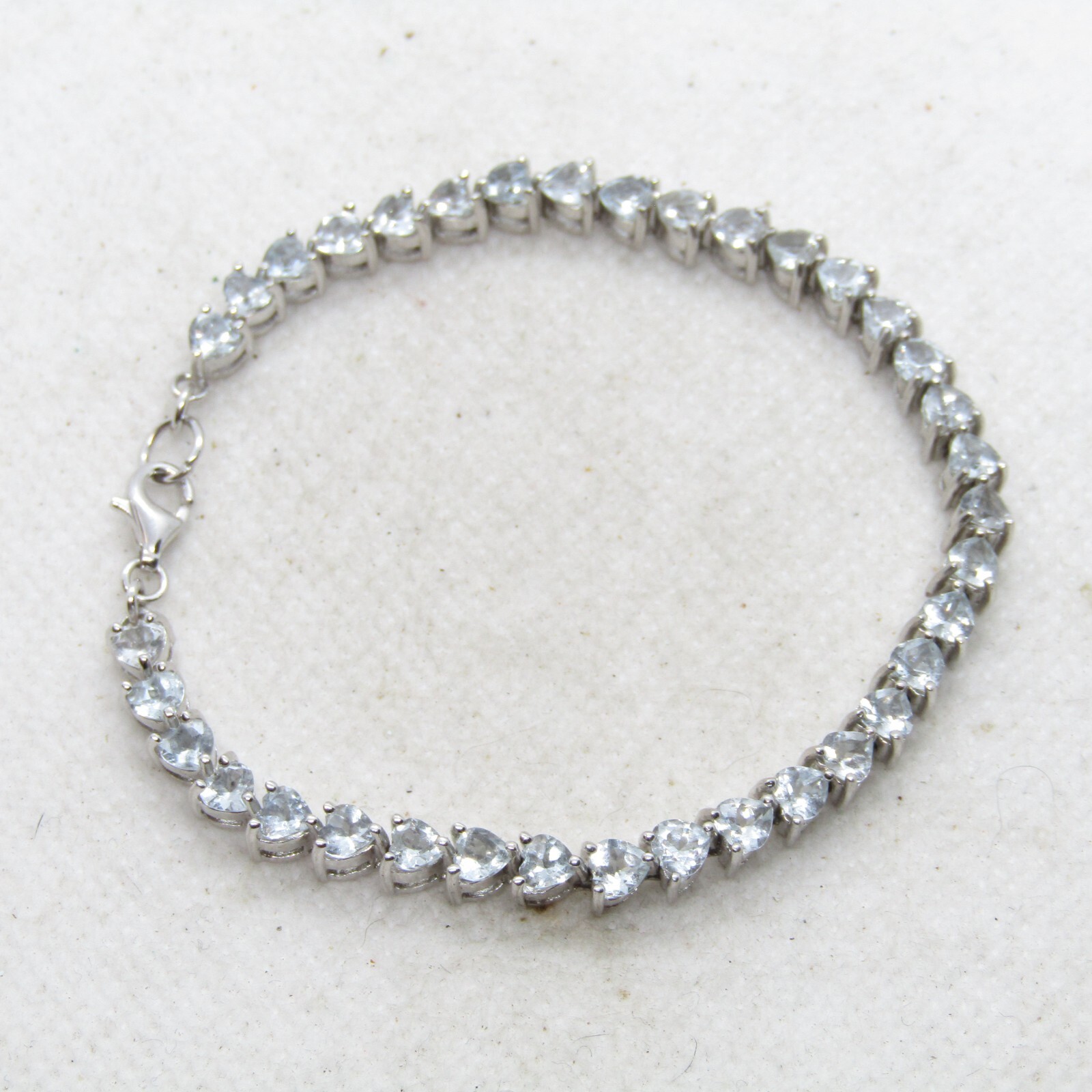 TE China Sterling Silver 925 Heart Cubic Zirconia Linked