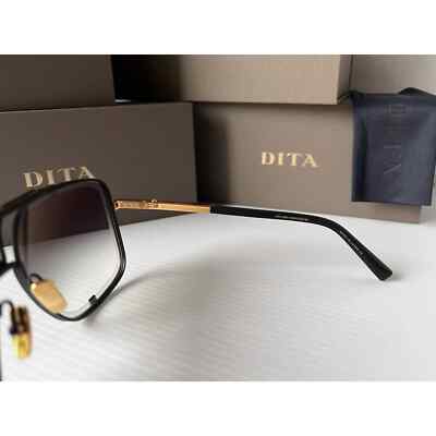 Pre-owned Dita Mach Five Drx 2087-a Matte Black Yellow Gold 18k / Gray Gradient Sunglasses