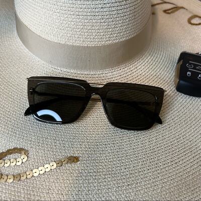 Pre-owned Alexander Mcqueen Gray Flat Top Sunglasses W/ Gold Details,
