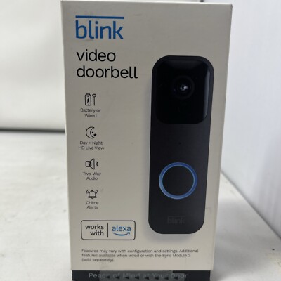 Blink Video Doorbell Camera Black Wired/Wireless Alexa Two-Way Audio FHD - New