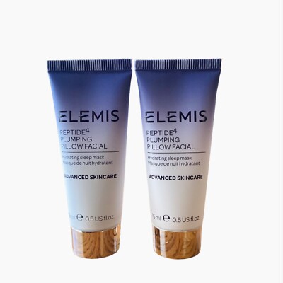 ELEMIS PEPTIDE4 PLUMPING PILLOW FACIAL SLEEP MASK (2 Travel Sizes @ .5oz/Sealed)